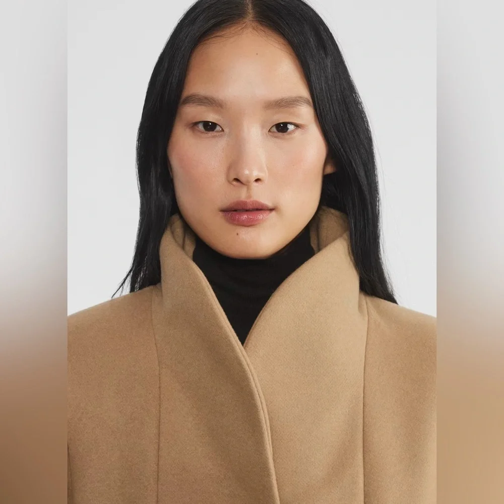 Aritzia Wilfred The Cocoon Long Camel New Elegant Wool Cashmere Coat Size XS - Picture 5 of 17